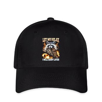Müder schlafender Waschbär Meme, lass mich entspannen - Flexfit Cap - Schwarz - Vorne