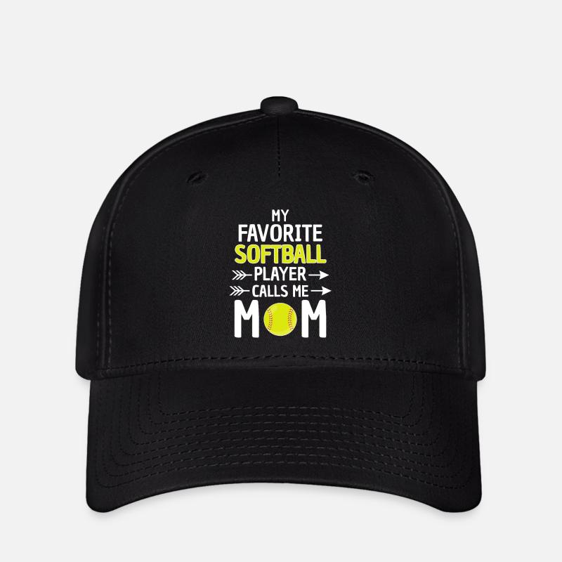 Softball Mom Saying Softball Mom - Flexfit Cap - black