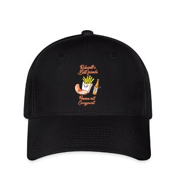 Ruhrpott Spaß Pommes mit Currywurst lustiges Motiv - Flexfit Cap - Schwarz - Vorne
