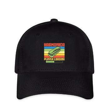 Funny Harmonica Player Loading Harmonica - Flexfit Cap - Schwarz - Vorne