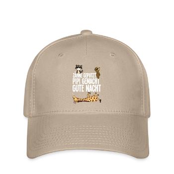 raccoon sloth giraffe teeth brushed good night - Flexfit Cap - khaki - Front
