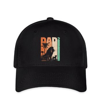 Vatertag Löwe Papa Hoch Zwei Kinder Geschenk - Flexfit Cap - Schwarz - Vorne