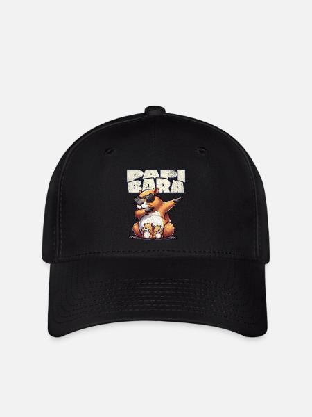 Papibara Capybara Vater Papa - Flexfit Cap - Schwarz