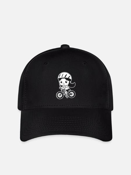 Radfahrerin Comic Stil - Flexfit Cap - Schwarz