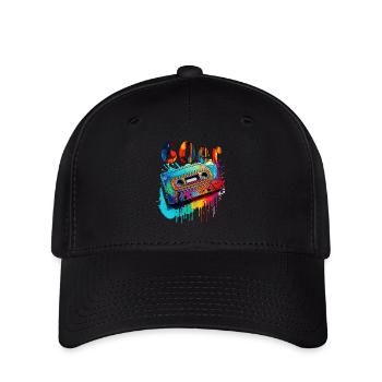 MUSIKKASETTE 60er - Flexfit Cap - Schwarz - Vorne