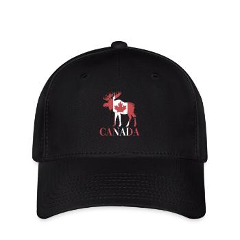 Orignal canadien avec drapeau unifolié Canada - Casquette Flexfit - noir - Devant