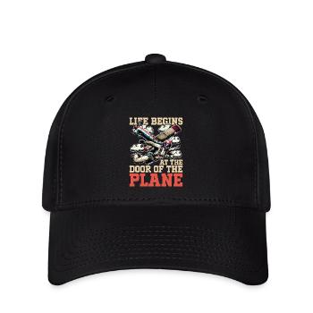 Skydiving Life Begins At The Door Paragliding - Flexfit Cap - Schwarz - Vorne