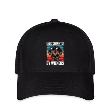 Easily Distracted By Wieners Hund Vintage Stil - Flexfit Cap - Schwarz - Vorne
