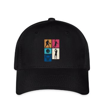 Basketball Retro Blocks – Sportliches Design - Flexfit Cap - Schwarz - Vorne