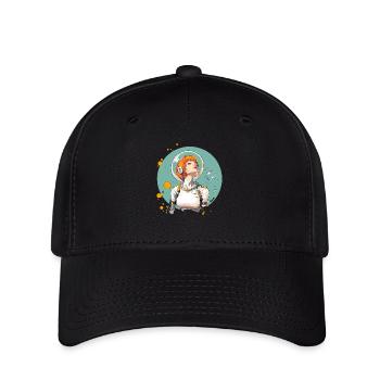 Astronautin mit rotem Haar im All - Flexfit Cap - Schwarz - Vorne