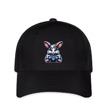 Bunny Rabbit Gamer Nerd de jeu - Casquette Flexfit - noir - Devant