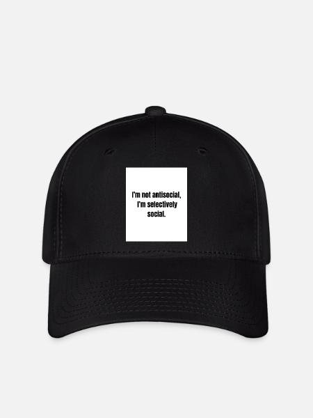 Selektiv sozial – introvertierte Definition - Flexfit Cap - Schwarz