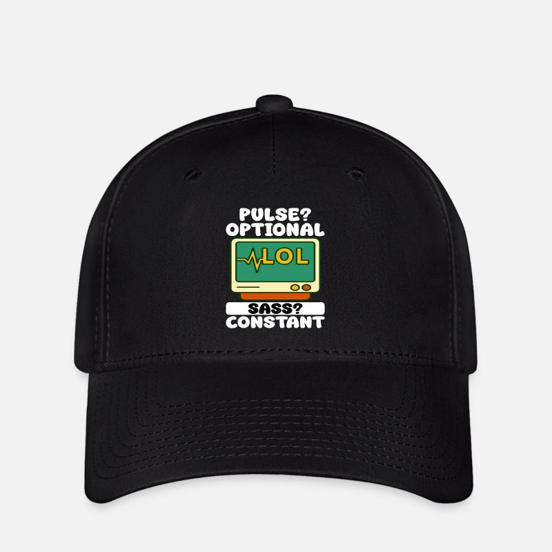PULS? OPTIONAL, SASS? CONSTANT - GESCHENK FÜR KRANKENSCHWESTER - Flexfit Cap - Schwarz