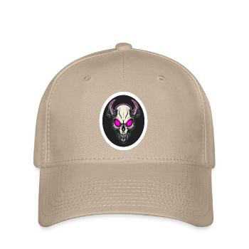 Pink-Eyed Demon Skull – Dark Fantasy Horror Art - Flexfit Cap - khaki - Front