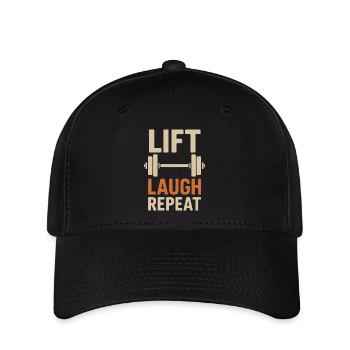 Lift Laugh Repeat Fitness Humor - Flexfit Cap - black - Front