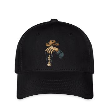 Schachspieler Schachkönig Marionette - Flexfit Cap - Schwarz - Vorne