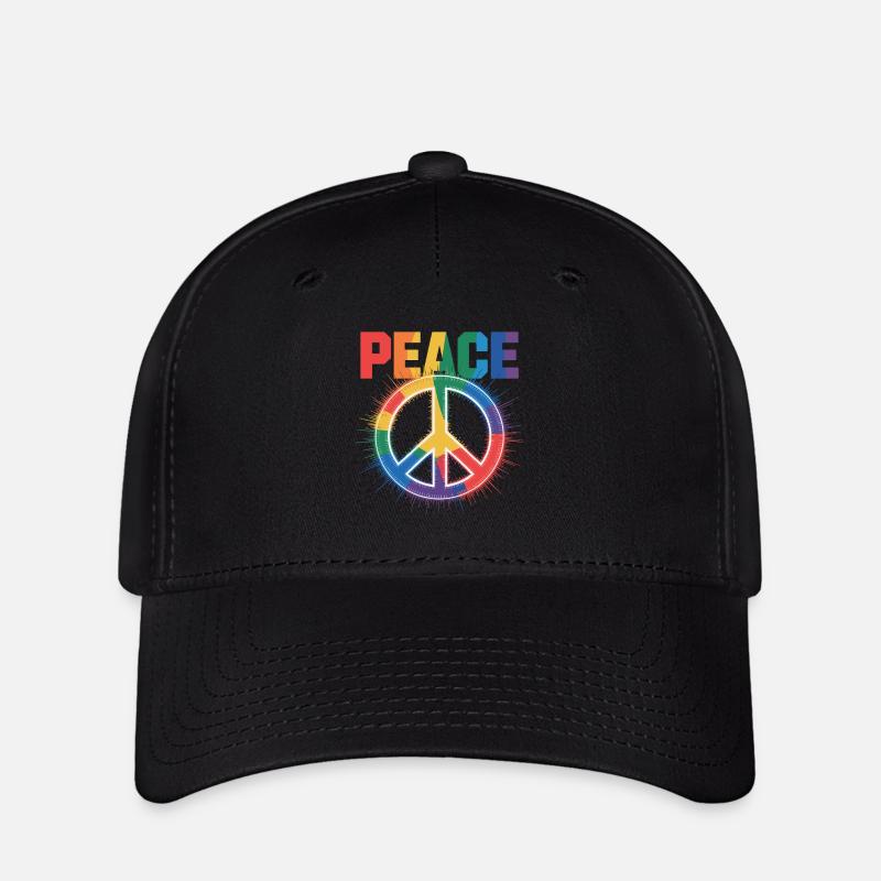 Peace Rainbow Queer LGBTQ+ Pride Day - Flexfit Cap - black