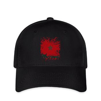 Drapeau grunge marocain, j’adore le Maroc - Casquette Flexfit - noir - Devant