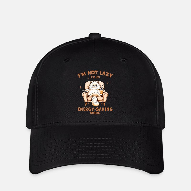 Faules Kätzchen spart Energie - Flexfit Cap - Schwarz