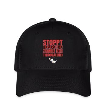 Protection des animaux STOP AUX TESTS SUR LES ANIMAUX ENSEMBLE CONTRE - Casquette Flexfit - noir - Devant