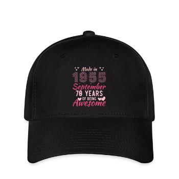 Septembre 1955 Anniversaire 70 Ans Pour Femmes - Casquette Flexfit - noir - Devant