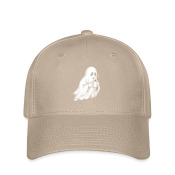 Ghost with coffee cup illustration - Flexfit Cap - khaki - Front