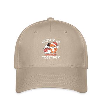 Fuchs Winter is warmer together Schneemann - Flexfit Cap - Khaki - Vorne