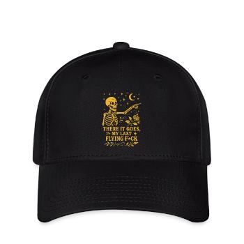 I don't give a damn about it anymore Skeleton with Rose - Flexfit Cap - black - Front