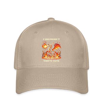 Feuerfest? Niedlich. | Fantasy Drache Pixel Art - Flexfit Cap - Khaki - Vorne