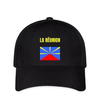 T-Shirt mit Vulkanflagge auf der Insel La Réunion - Flexfit Cap - Schwarz - Vorne