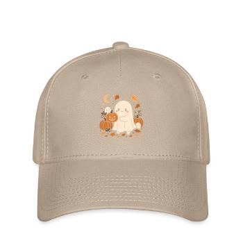 Halloween Geist mit Kürbissen - Flexfit Cap - Khaki - Vorne