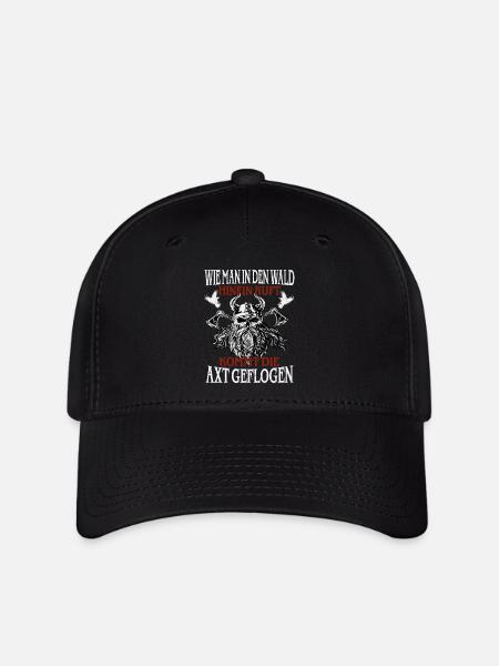 Waldruf und Axt – Viking Spruch - Flexfit Cap - Schwarz