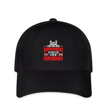 Ich habe vielleicht keine Superkräfte, aber Sprengstoff - Flexfit Cap - Schwarz - Vorne