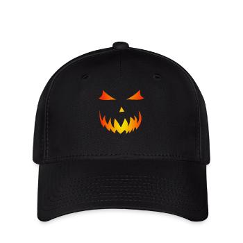 Gourde de flamme Halloween motif citrouille visage fantôme - Casquette Flexfit - noir - Devant