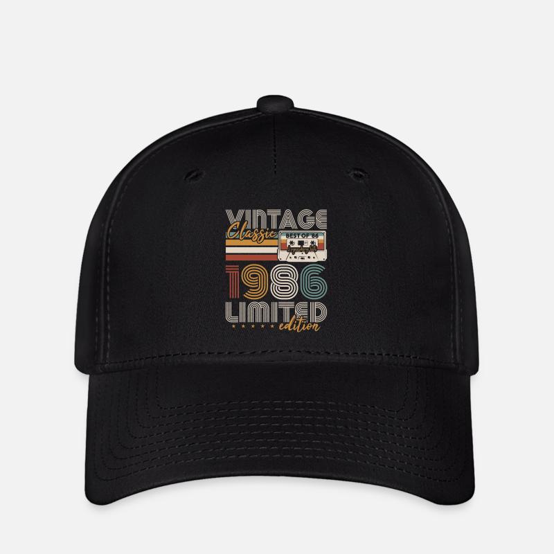 Vintage 1986 Born Birthday Gift - Flexfit Cap - black