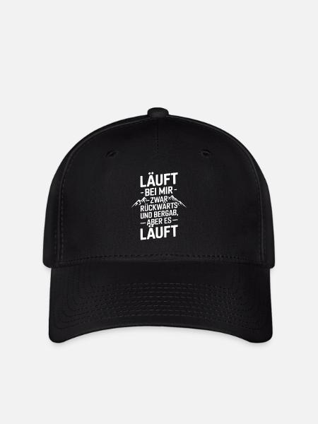 Läuft bei mir Rückwärts Bergab - Flexfit Cap - Schwarz