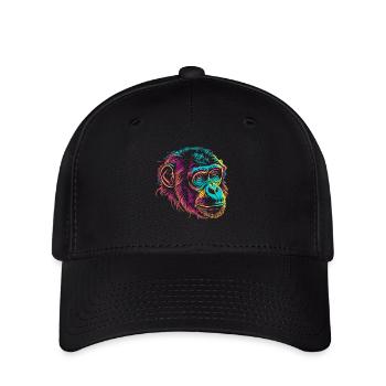 Colorful monkey head in pop art line style - Flexfit Cap - black - Front