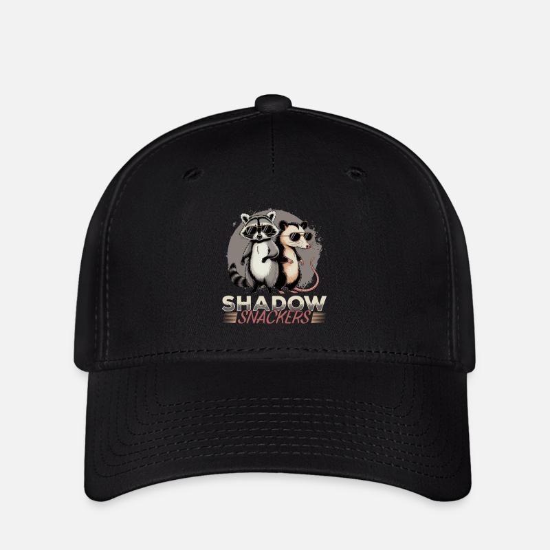 Funny Opossum and Raccoon - Flexfit Cap - Schwarz
