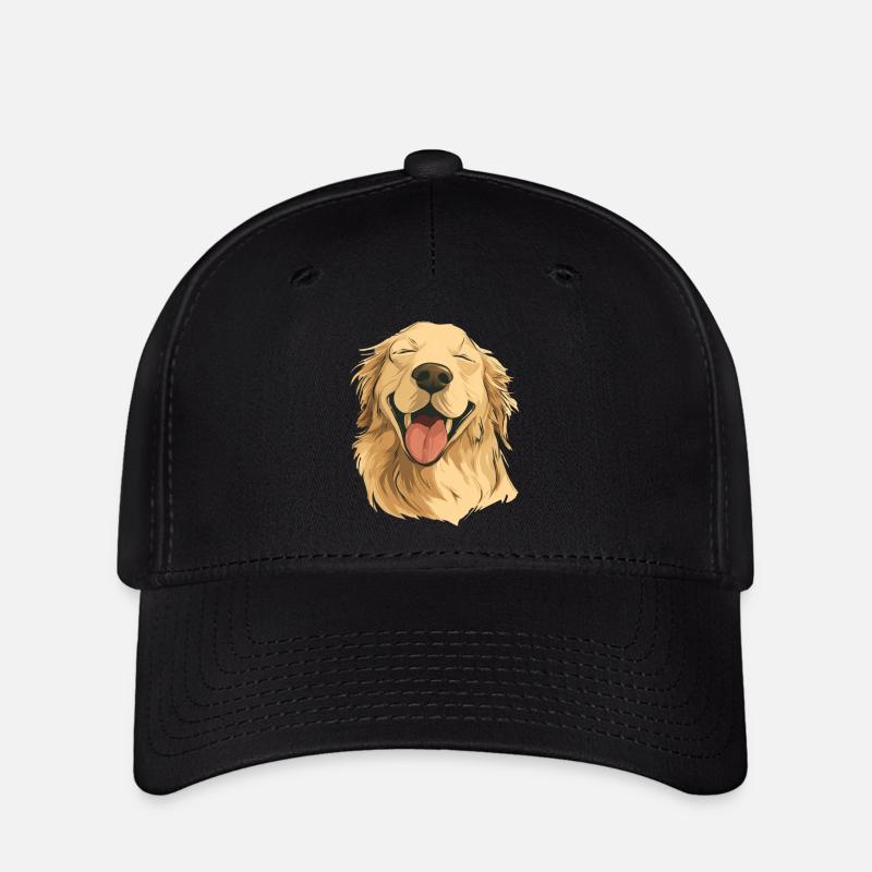Smiling Golden Retriever - Flexfit Cap - black