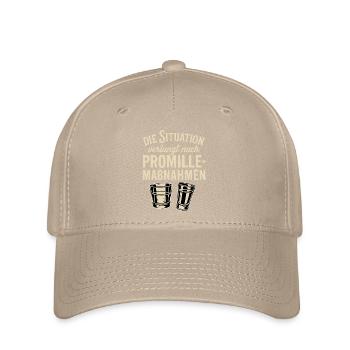 Promille-Maßnahmen witziger Partyspruch - Flexfit Cap - Khaki - Vorne