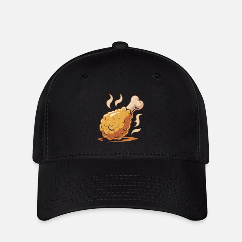 Dessin animé croustillant à la cuisse de poulet - Casquette Flexfit - noir