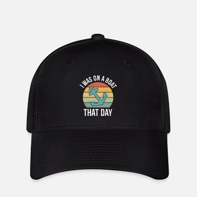 I was On A Boat That Day Vintage Retro Pontoon - Flexfit Cap - Schwarz
