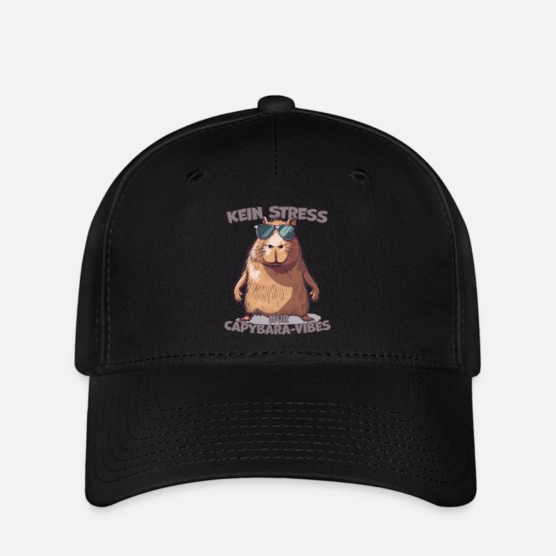 Capybara Saying No Stress Only Vibes - Flexfit Cap - black