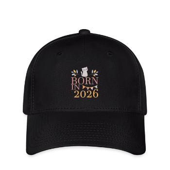 Baby Geboren in 2026 Born in 2026 Süßer Katze - Flexfit Cap - Schwarz - Vorne