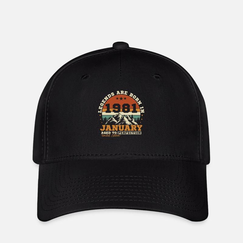 January 1981 Vintage Retro Birthday Gift - Flexfit Cap - black