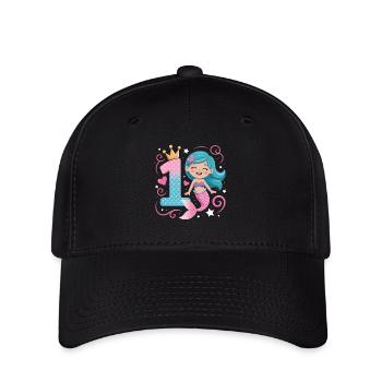 Mermaid 1st Birthday 1 Year - Flexfit Cap - black - Front
