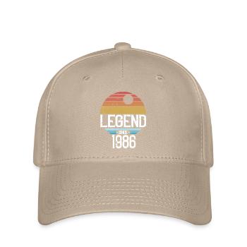 Legend 1986 Retro Sonnenlogo - Flexfit Cap - Khaki - Vorne