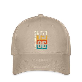 Retro 1986 Spiele-Logo - Flexfit Cap - Khaki - Vorne