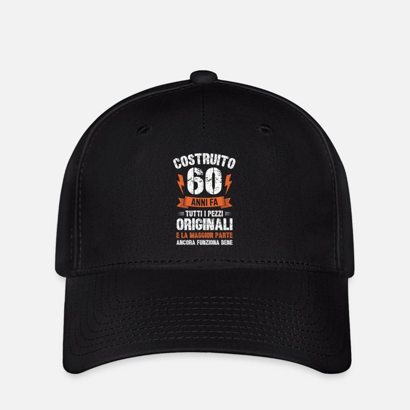 60 Anni fa compleanno retrò divertente - Flexfit Cap - black