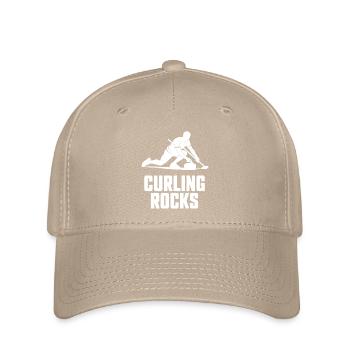 Curling Rocks Winter Sports Silhouette Man - Casquette Flexfit - kaki - Devant